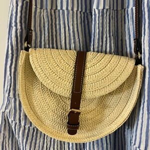 Cream and Brown Woven Crossbody Bag new without tags